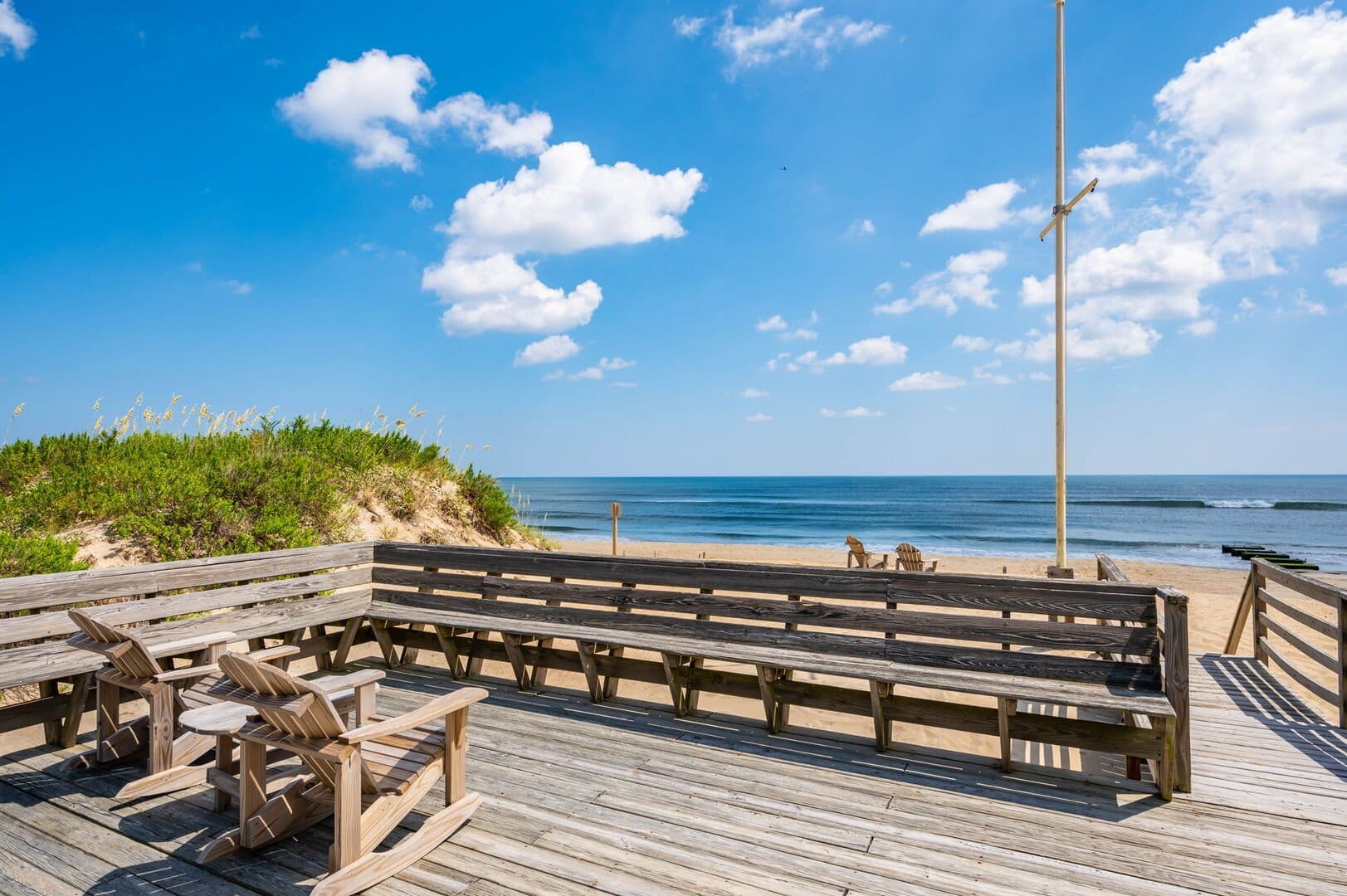 Beach deck with ocean view.