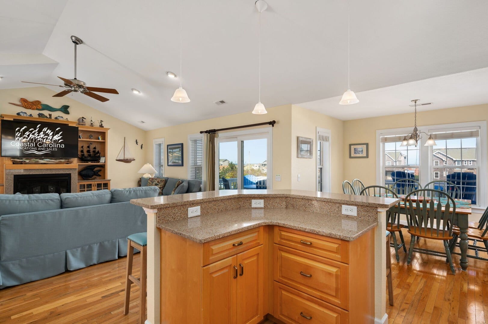 Open-concept kitchen and living room.