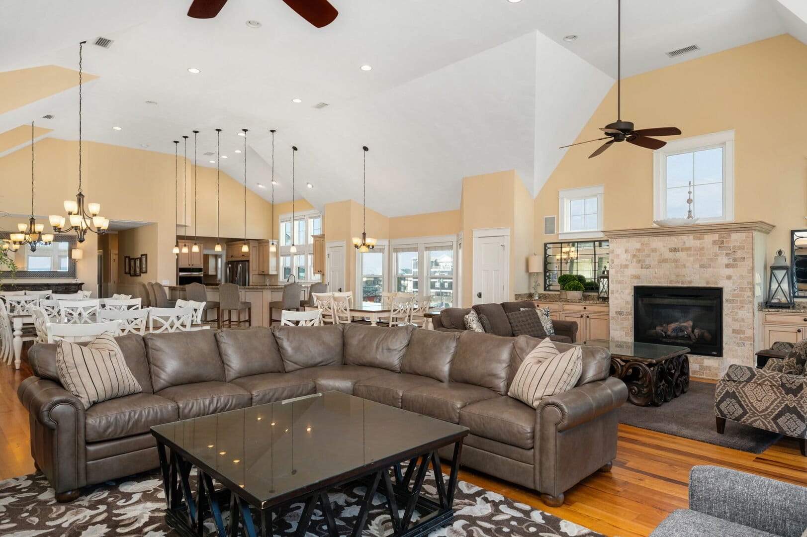 Spacious living room with sectional sofa.