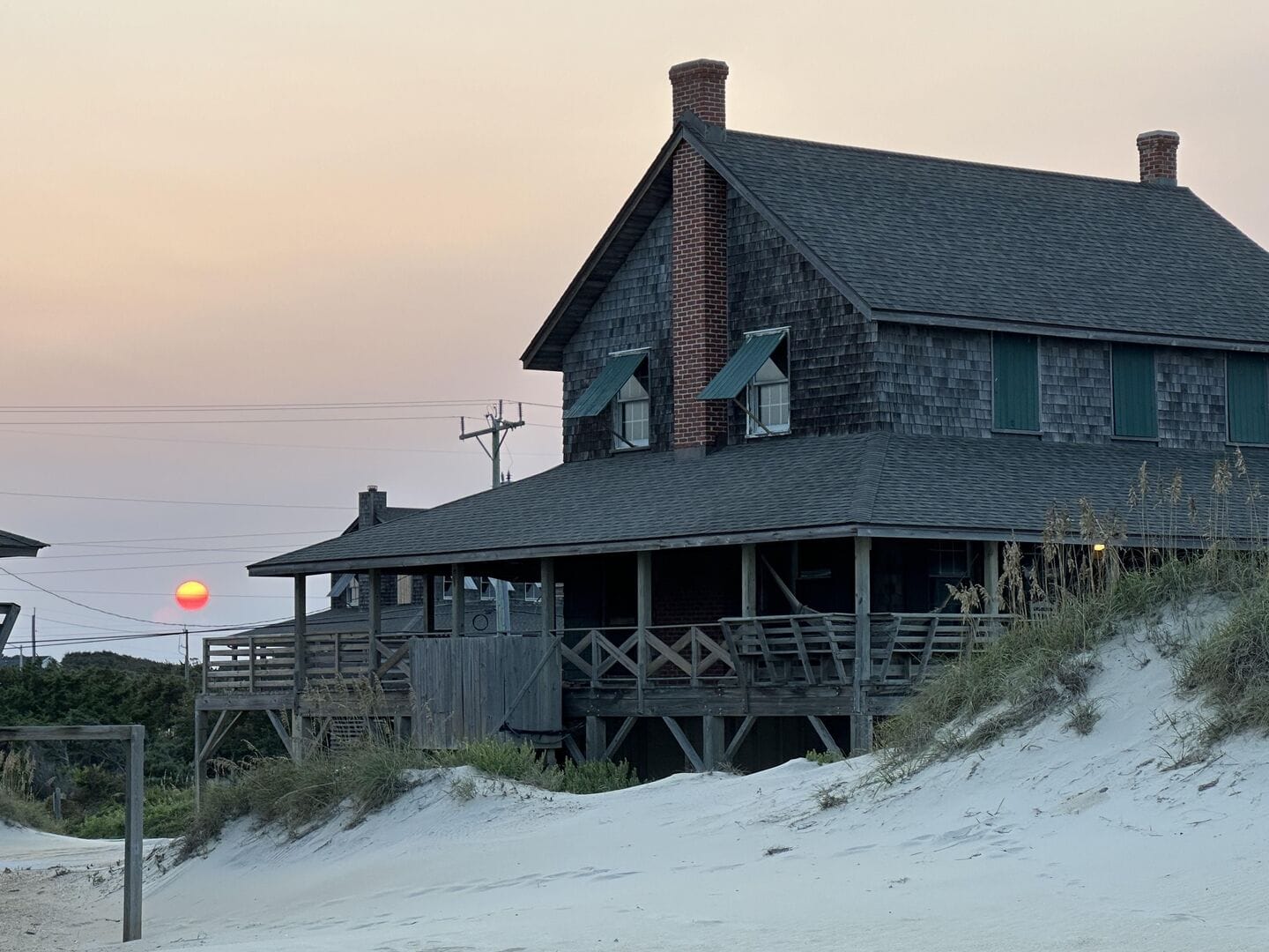 Beach house with sunset view.