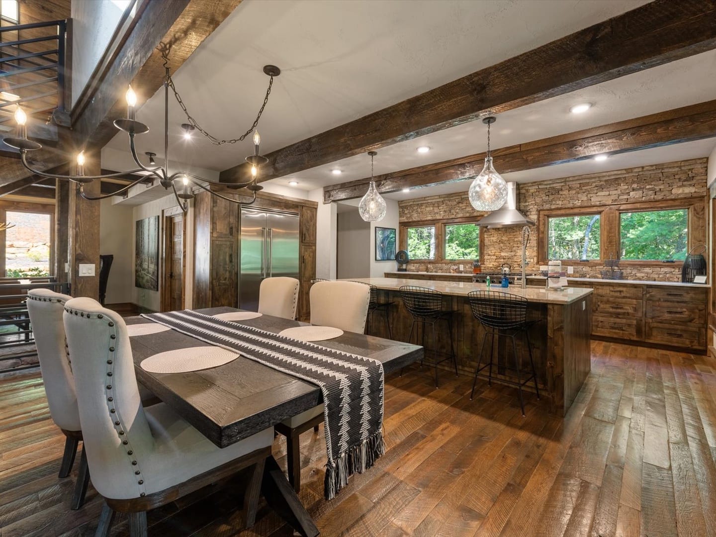 Rustic kitchen and dining area.