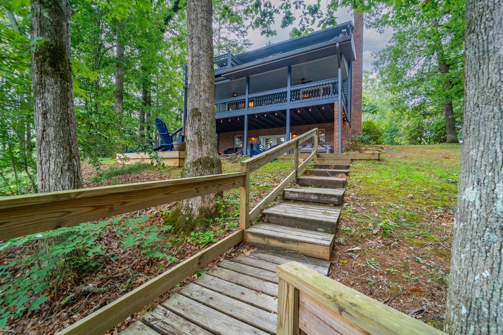 Wooden steps leading to house.