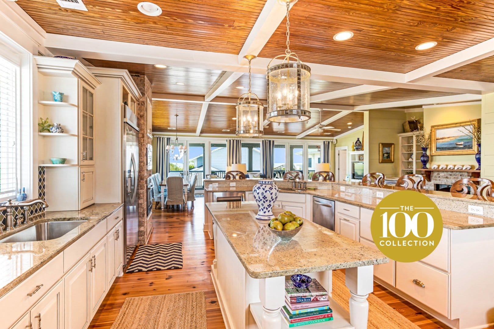 Spacious kitchen with island counter.