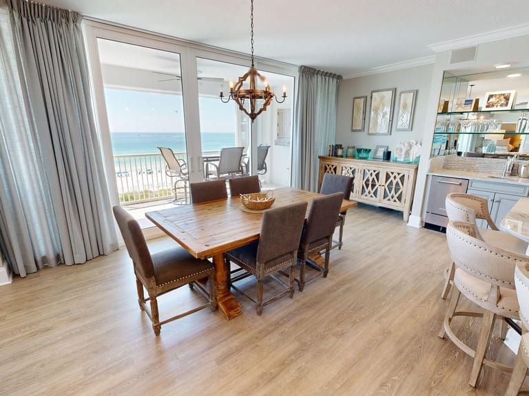 Dining area with ocean view.