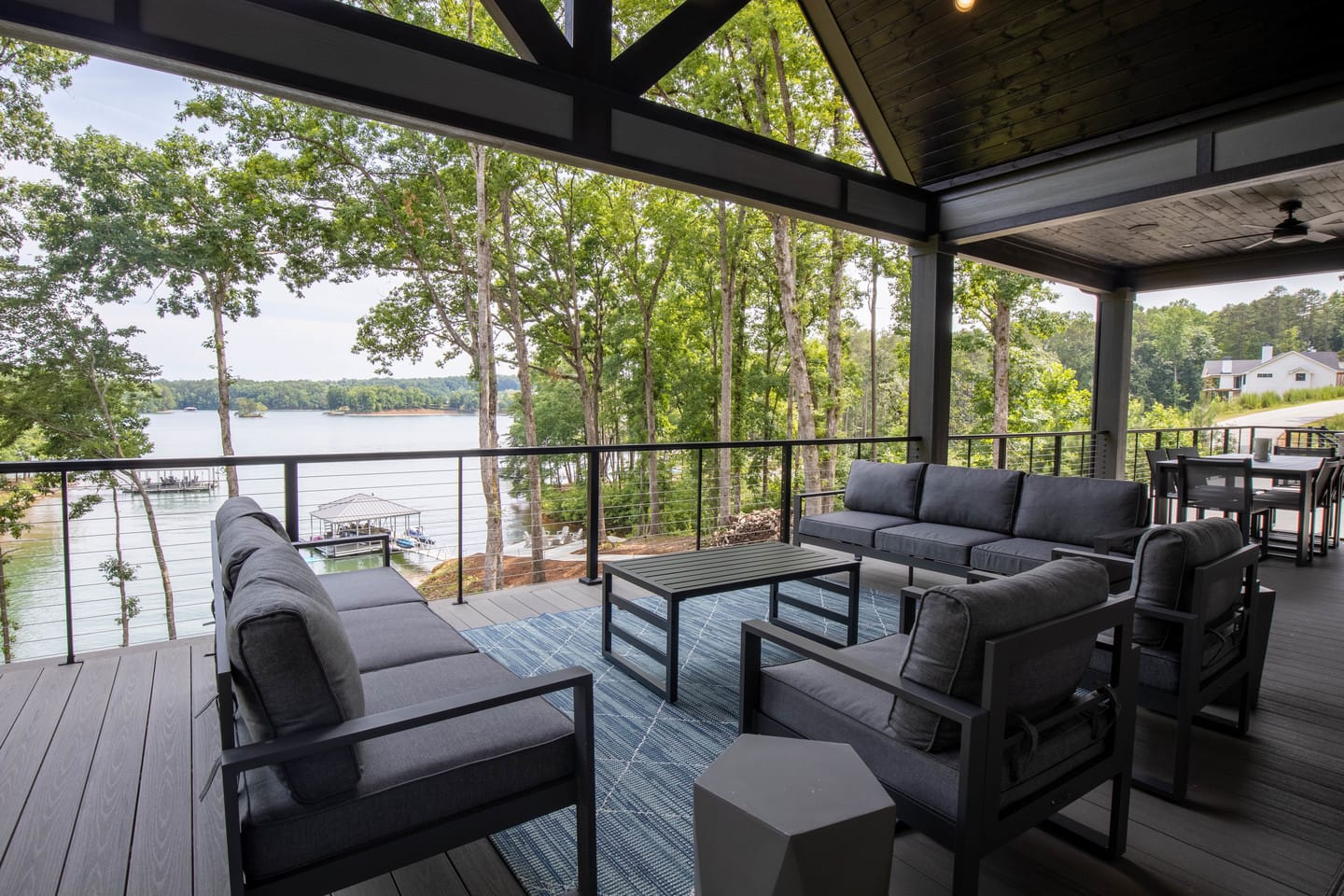 Lakeview patio with outdoor seating.