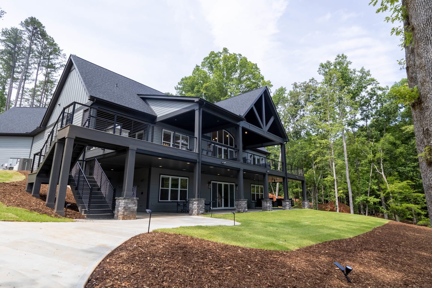 Modern house with large porch.