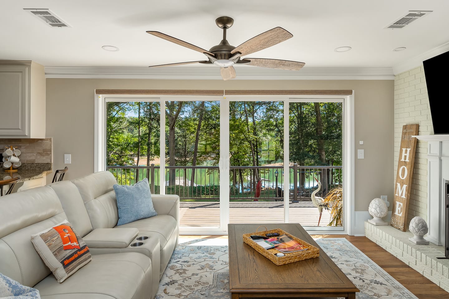 Living room with sliding doors.