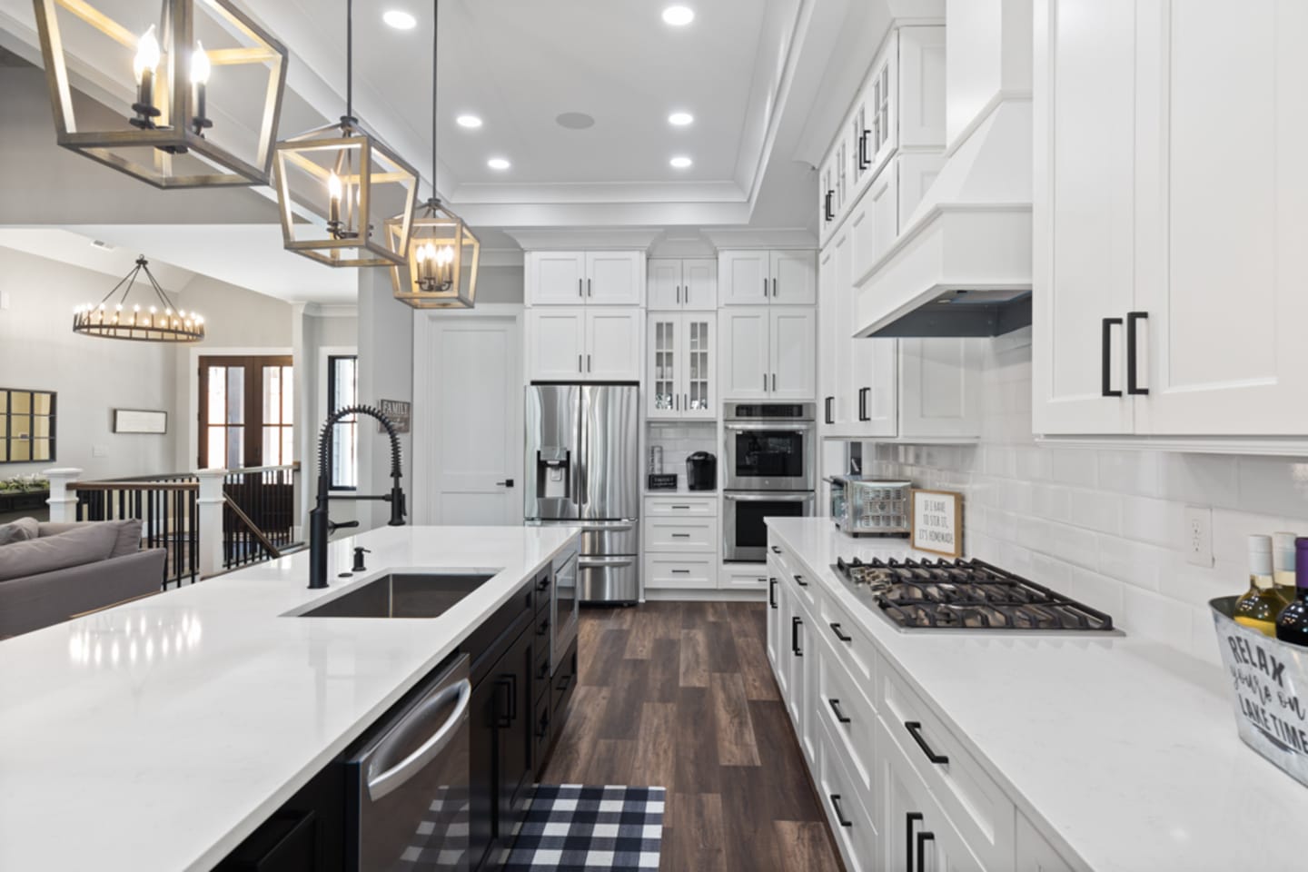 Modern white kitchen with island.