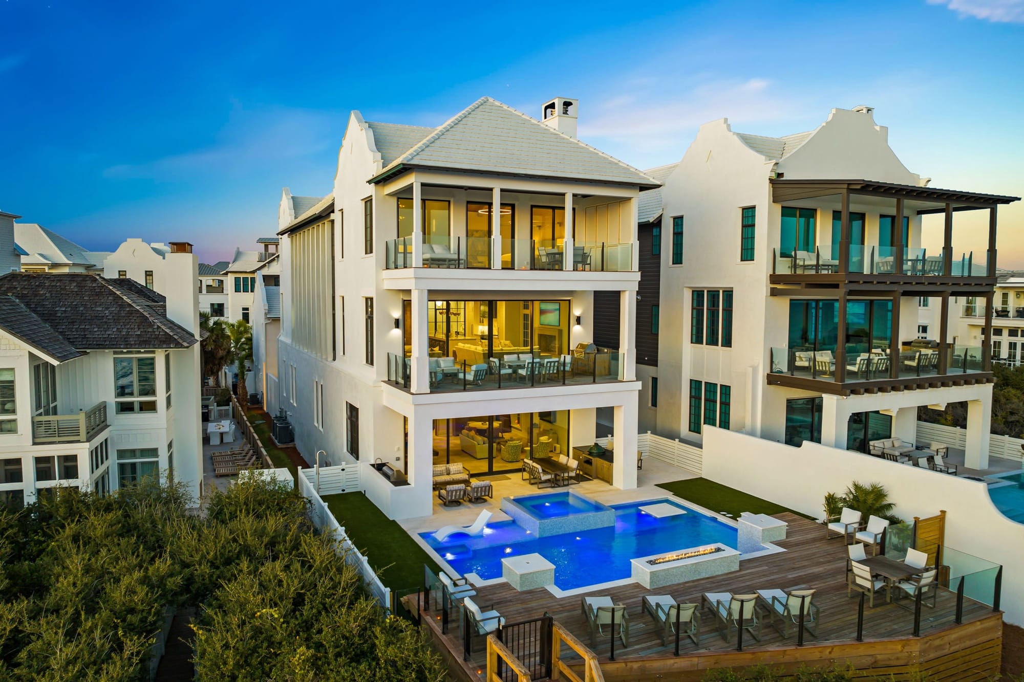 Luxurious home with pool deck.