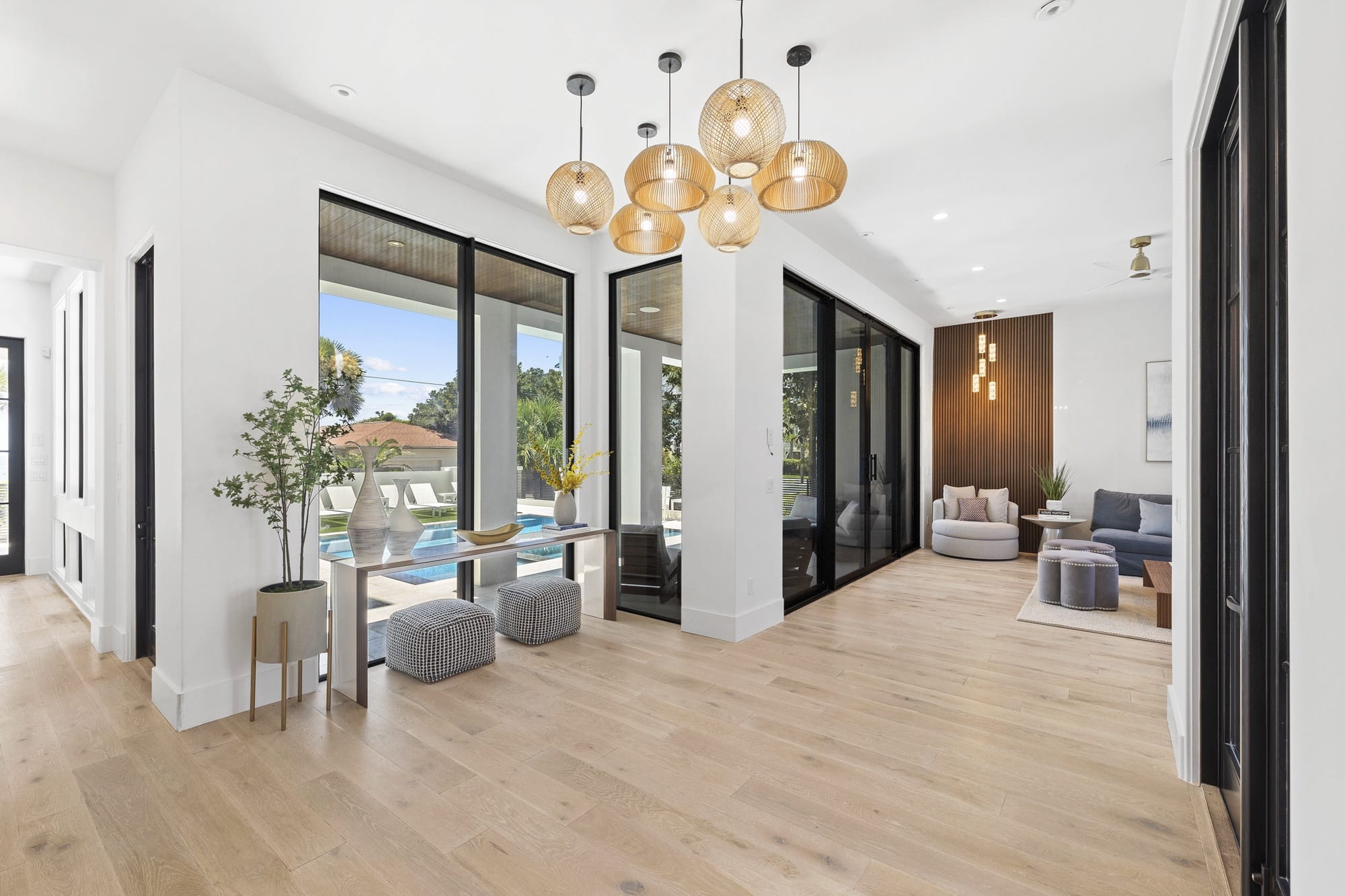 Modern open living space with pool.