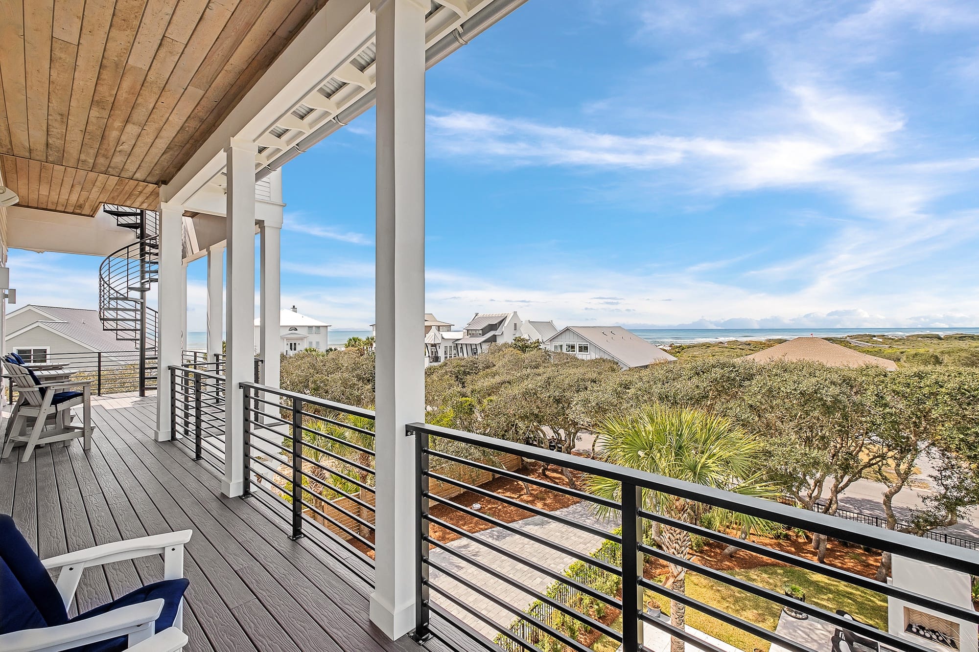 Beachfront balcony with ocean view.