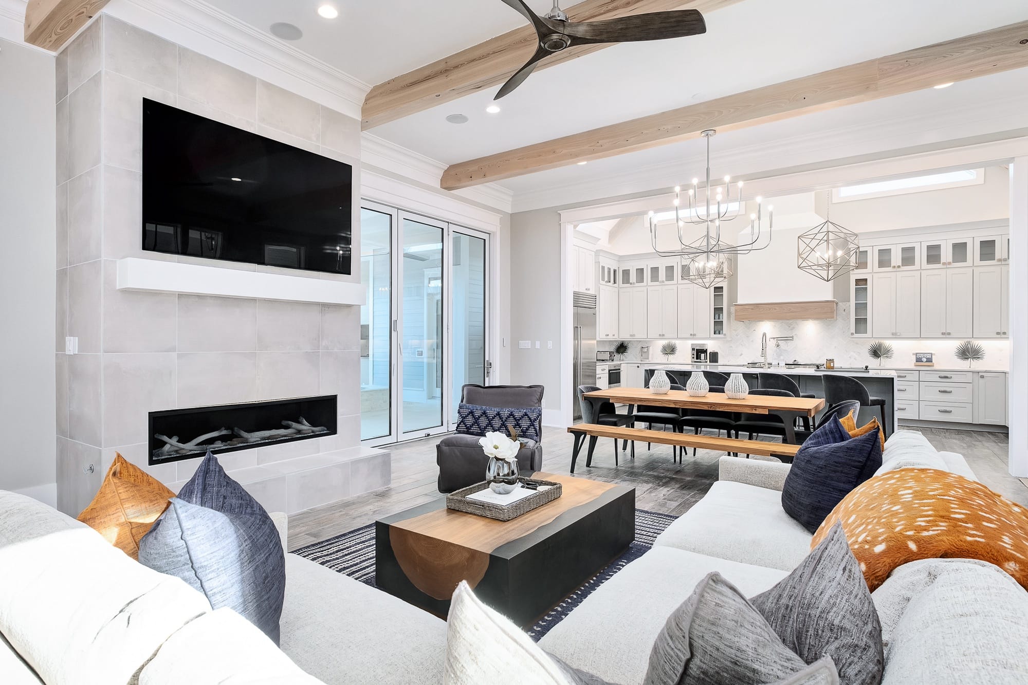 Modern open-concept living room kitchen.