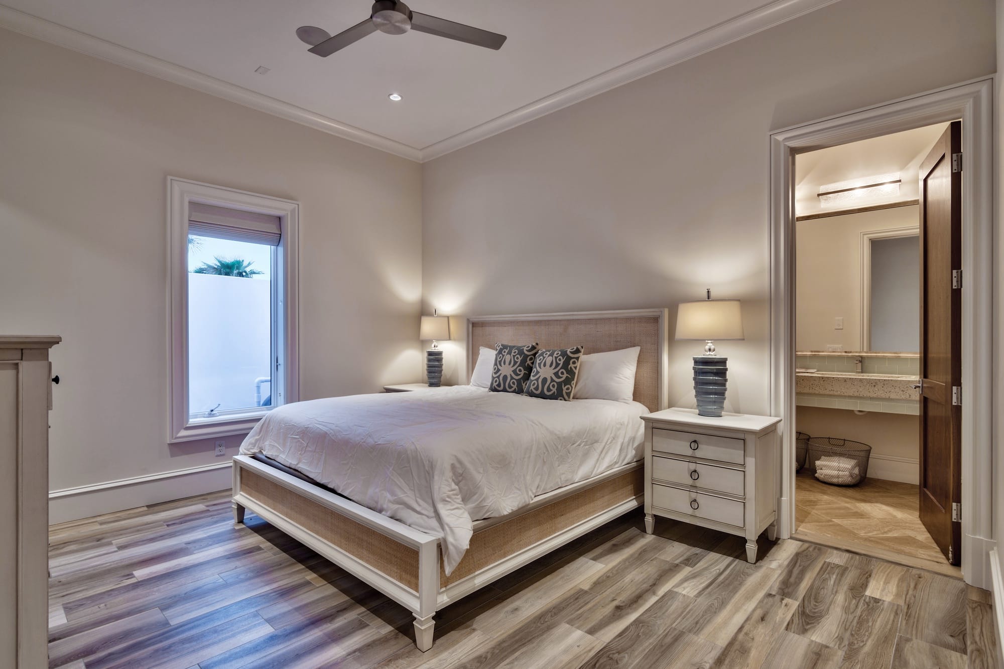 Cozy bedroom with modern decor.