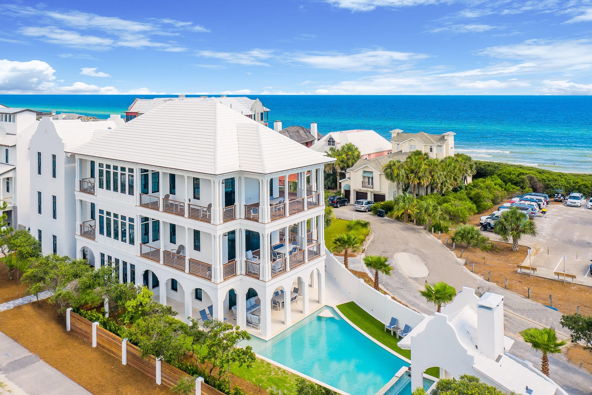 Beachfront house with pool view.