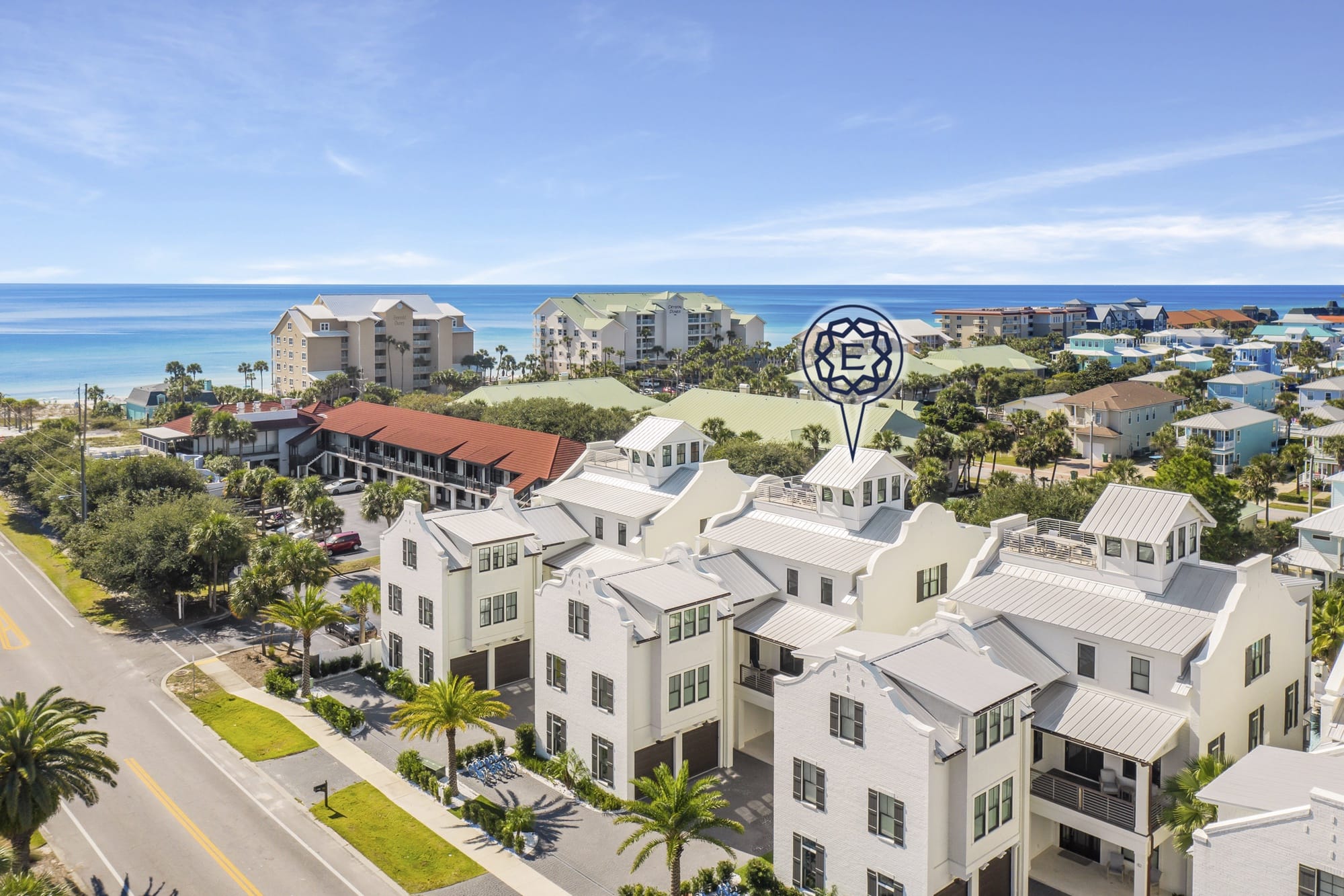 Beachfront buildings with ocean view.