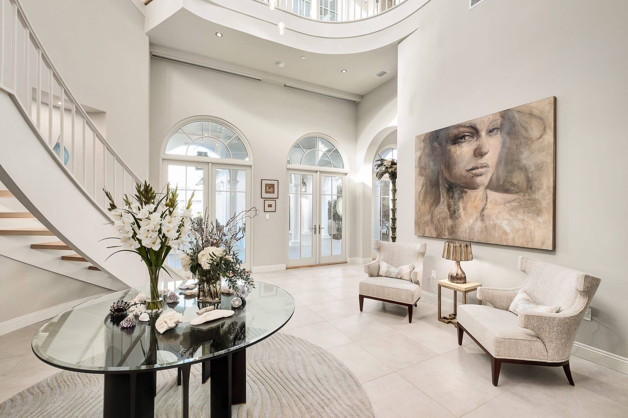 Elegant foyer with modern decor.