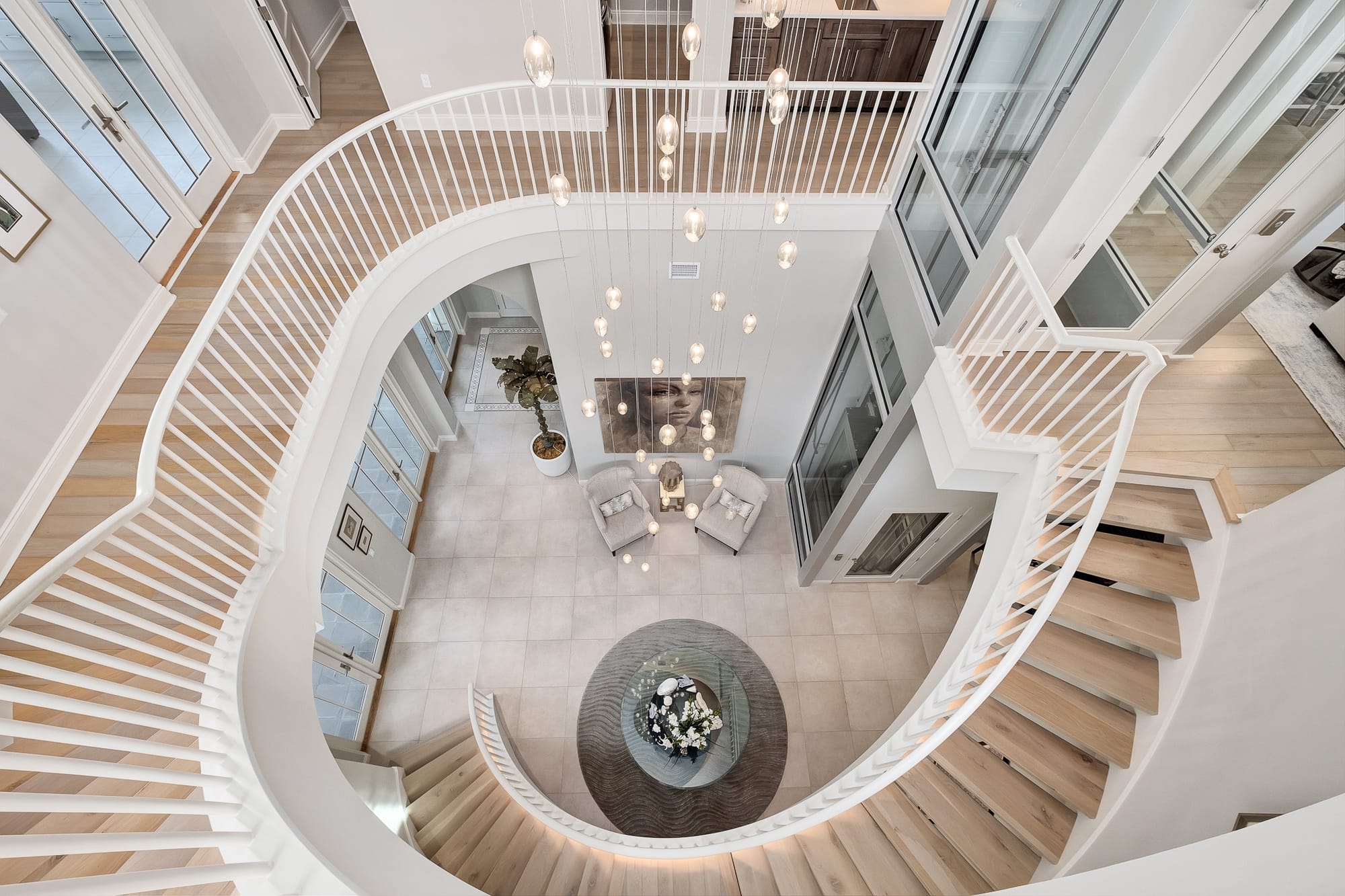 Spiral staircase in modern interior.