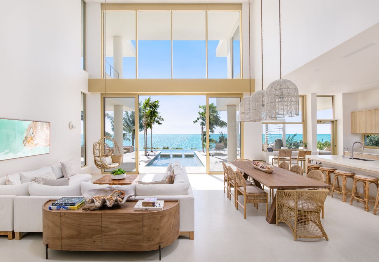 Open, airy beachfront living room.