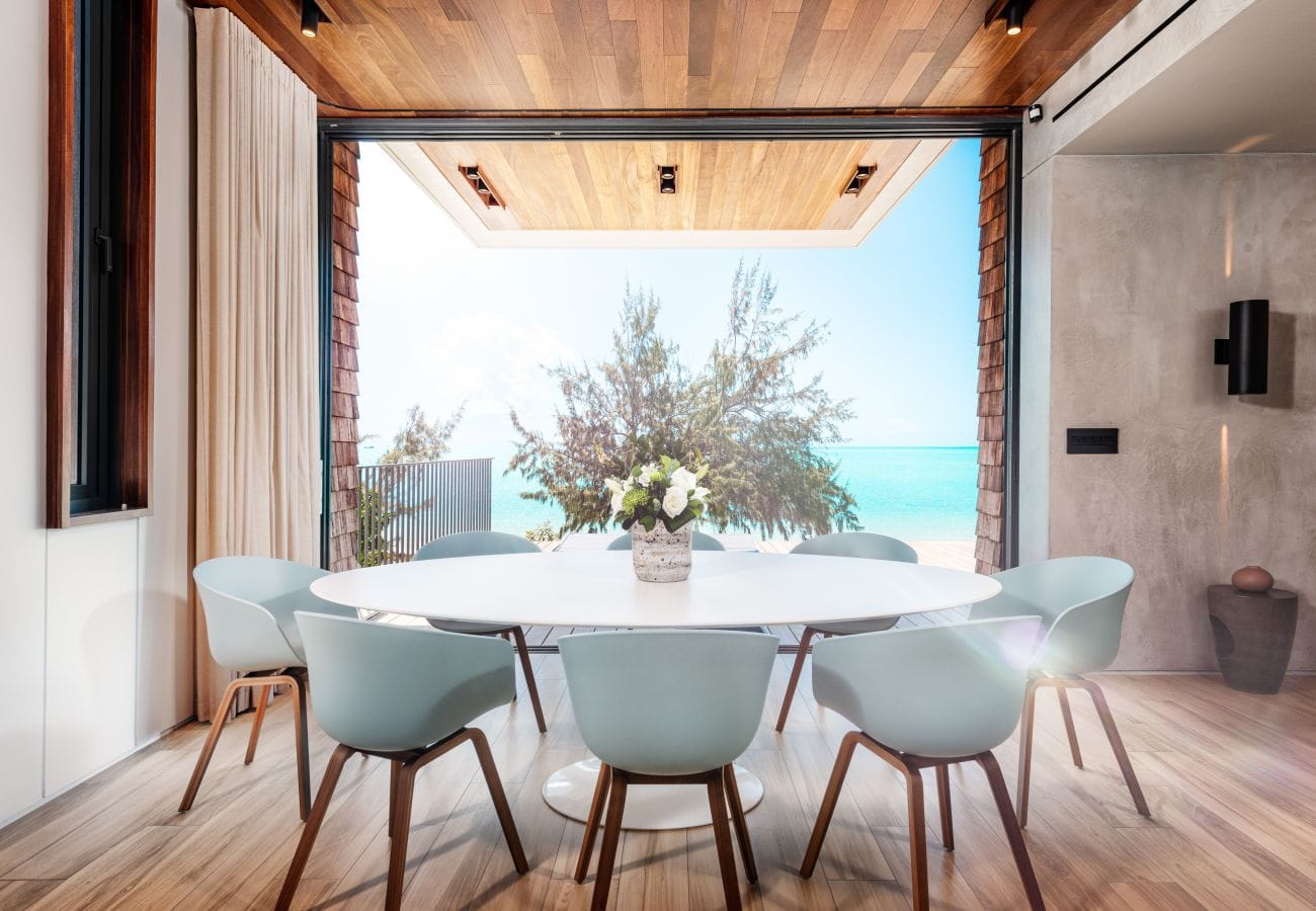 Dining room with ocean view.