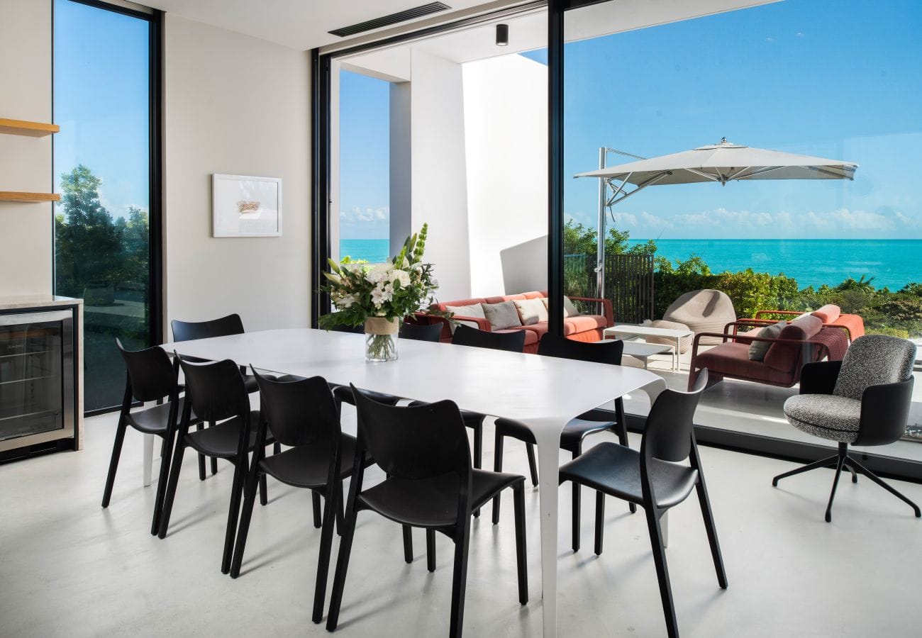 Dining room with ocean view.