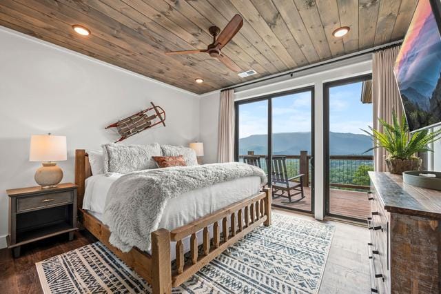 Cozy bedroom with mountain view.