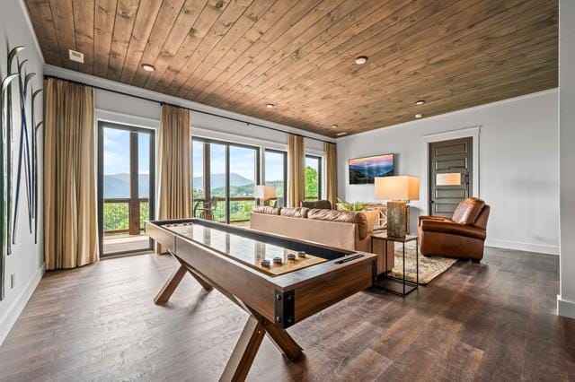 Modern living room with mountain view.