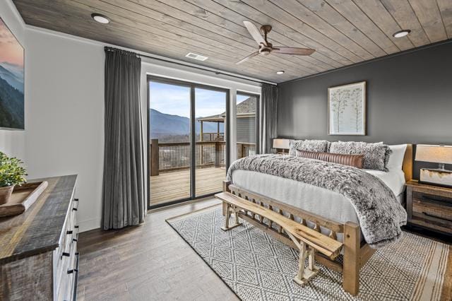 Cozy bedroom with mountain view.