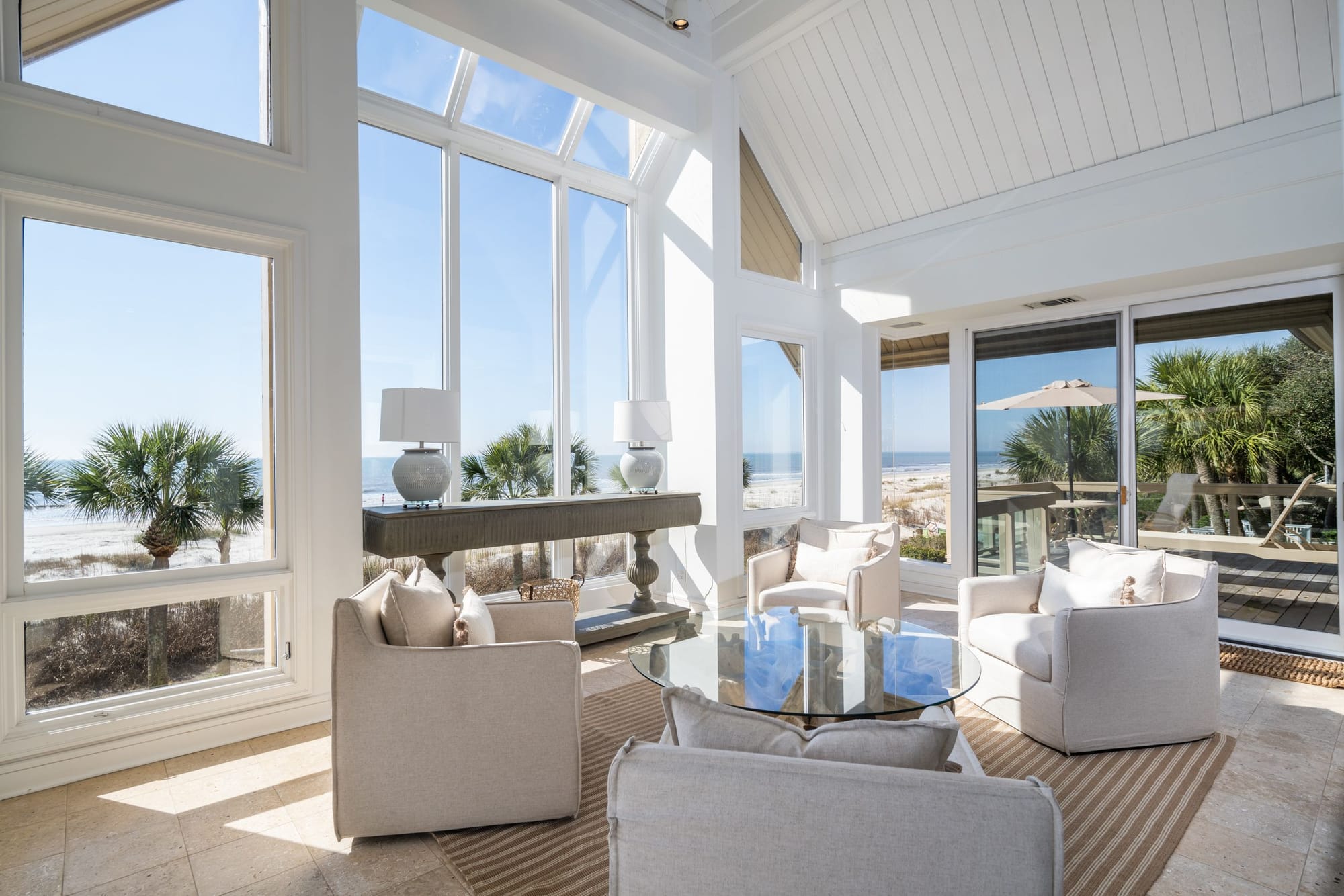 Bright room with ocean view.