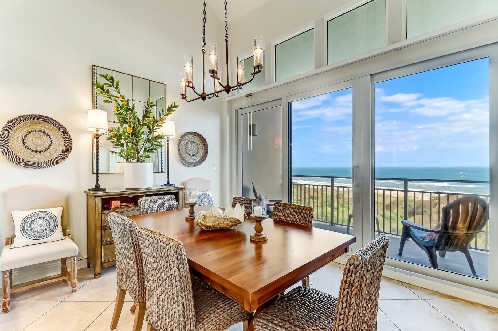 Dining room with ocean view.