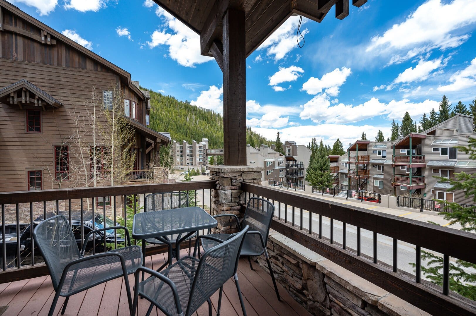 Mountain view from balcony seating.