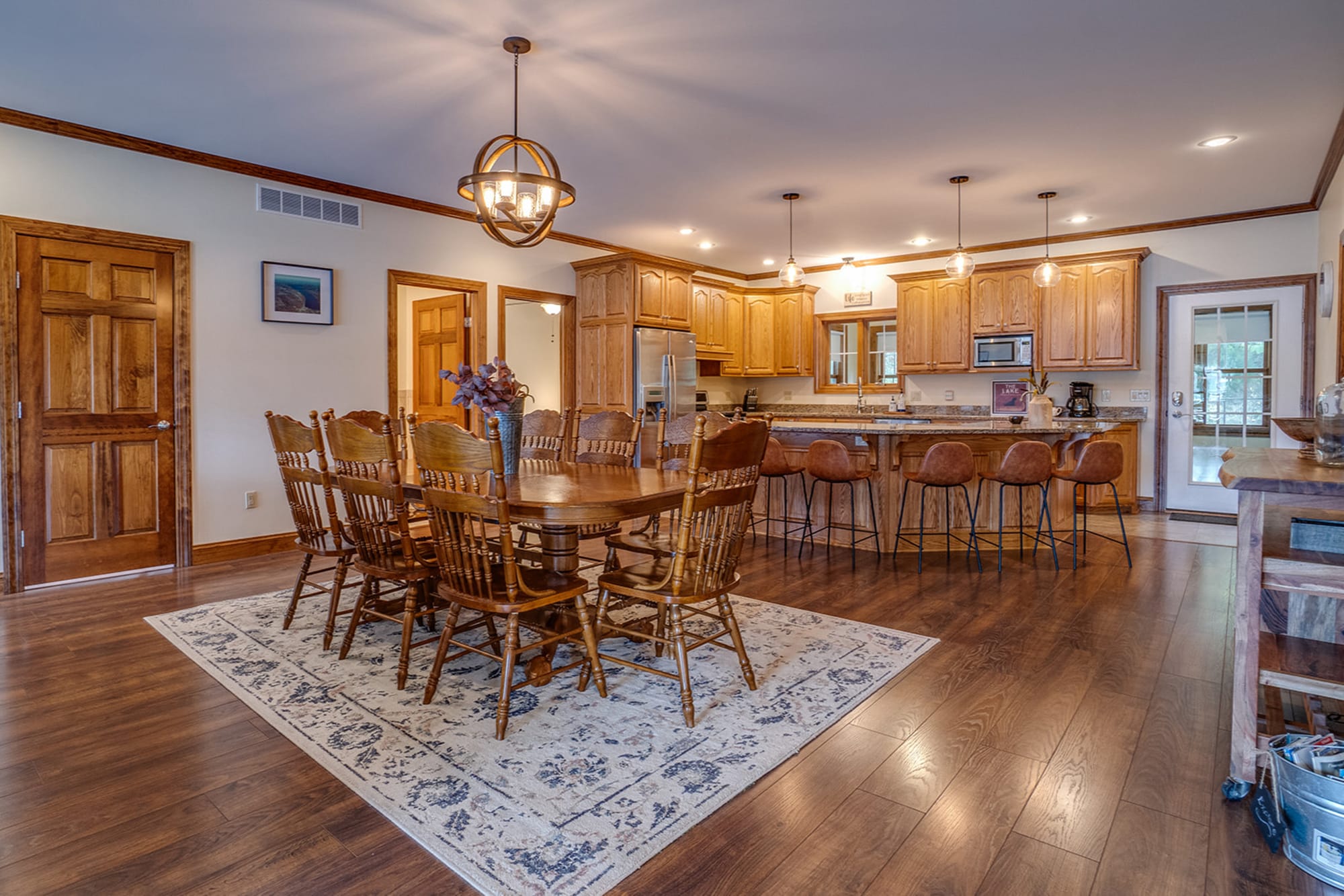 Spacious kitchen and dining area.