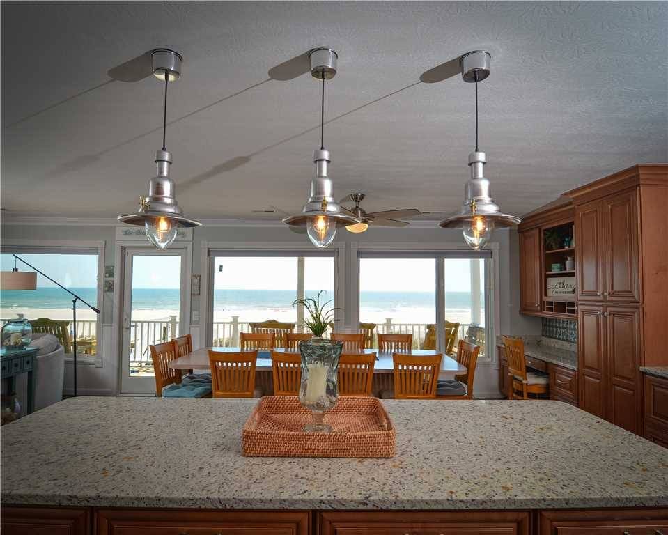 Coastal kitchen with ocean view.