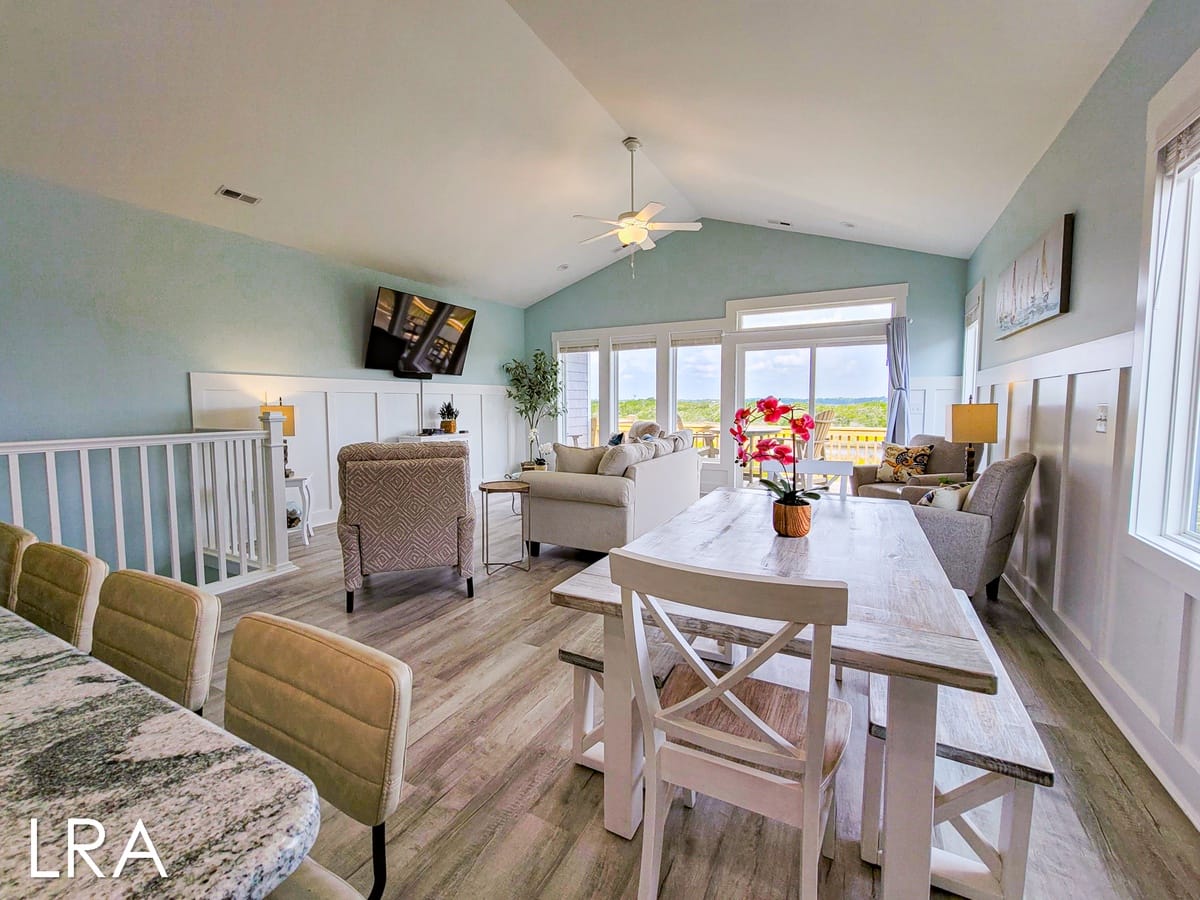 Cozy living room with ocean view.