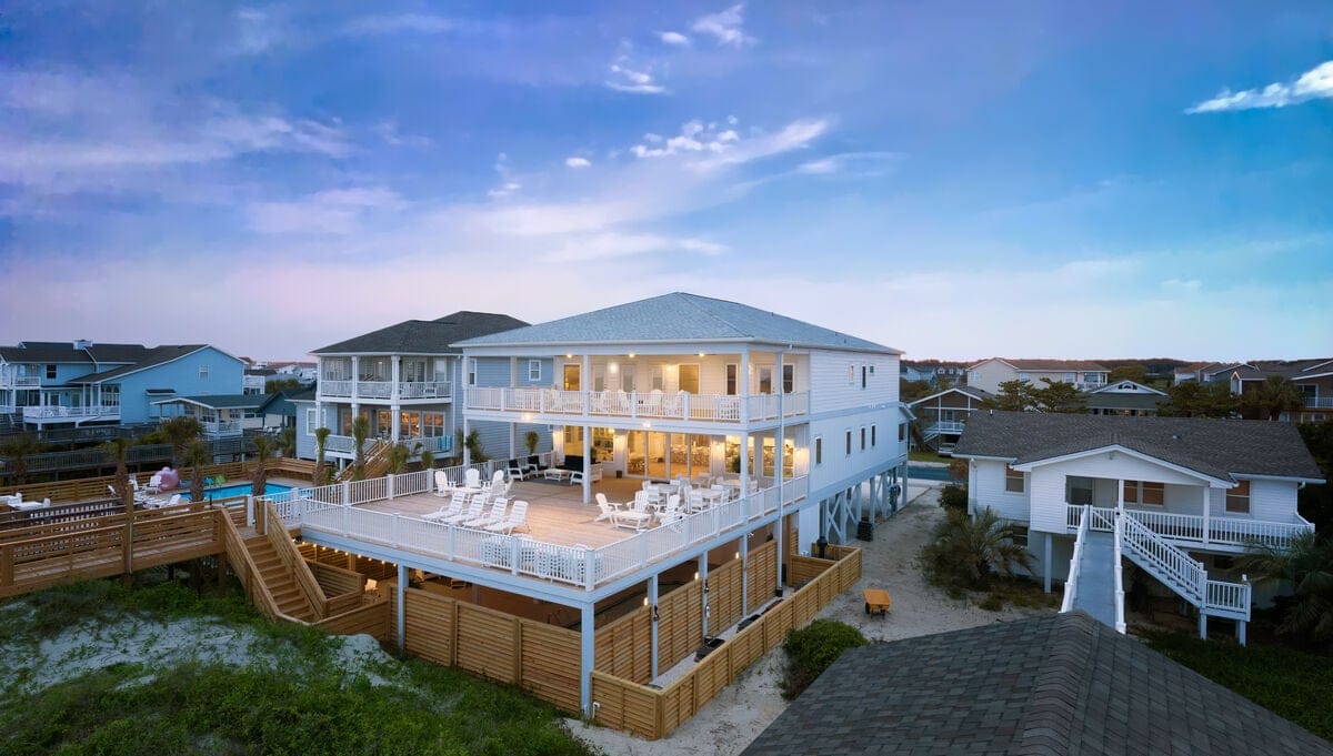 Beachfront house with spacious deck.