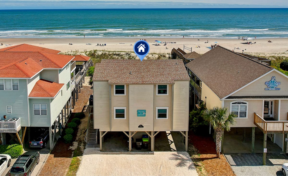 Beachfront houses overlooking the ocean.