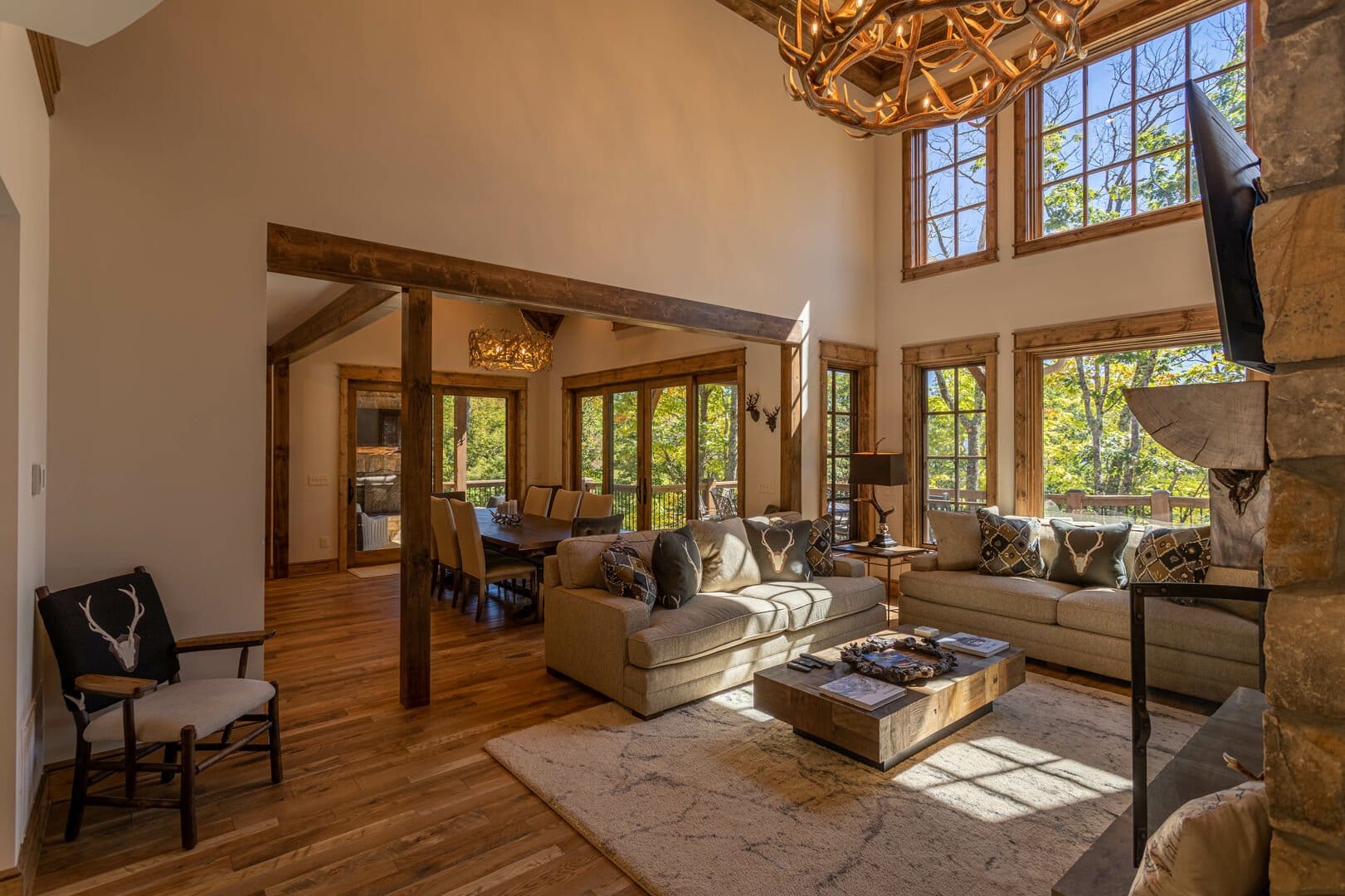 Cozy living room with large windows.