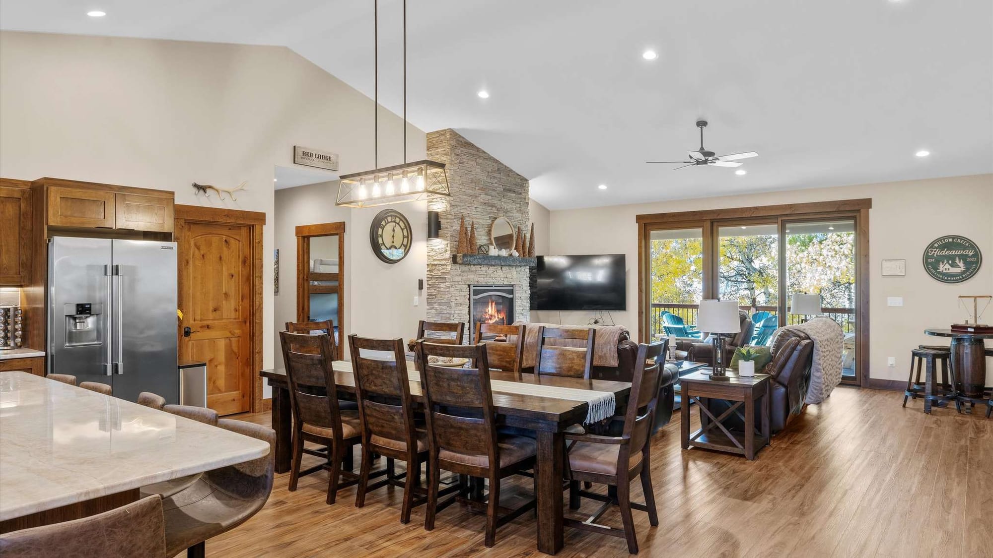 Open-plan kitchen and living area.