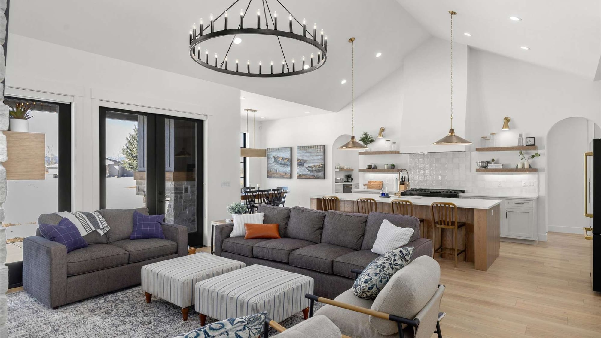 Modern open-concept living room kitchen.