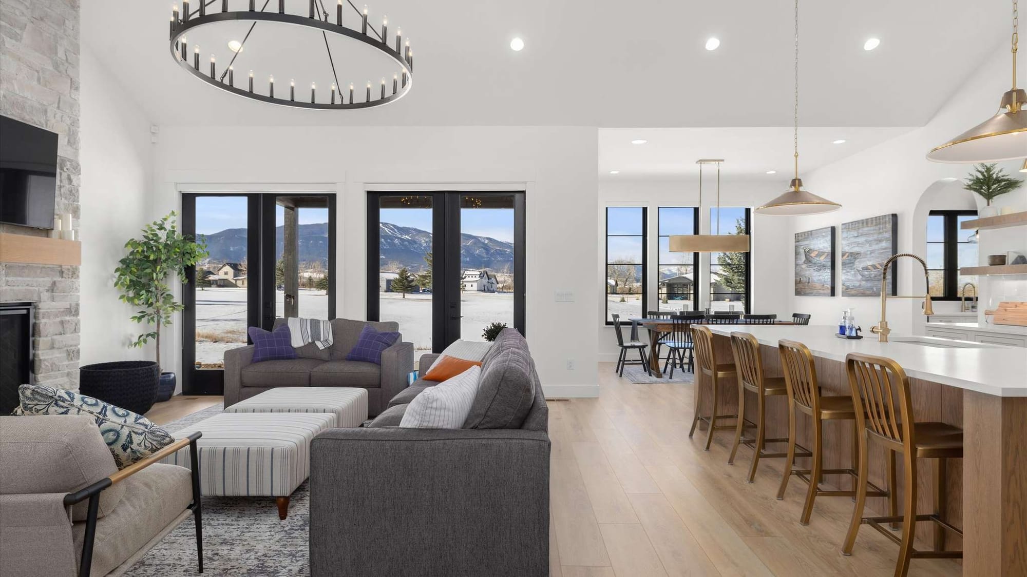 Modern open-plan living room kitchen.