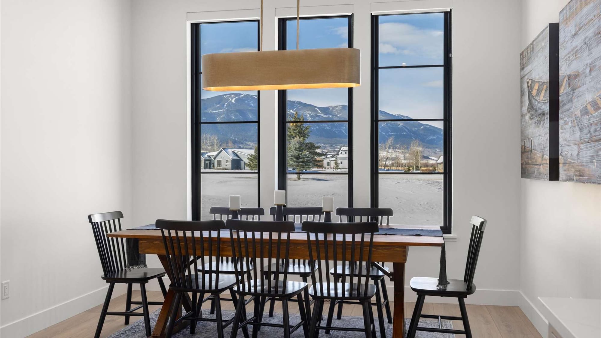 Dining room with mountain view.