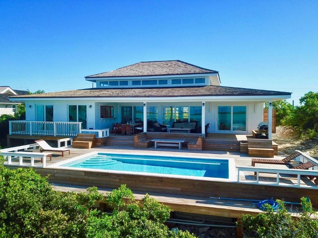 Modern house with pool, deck.