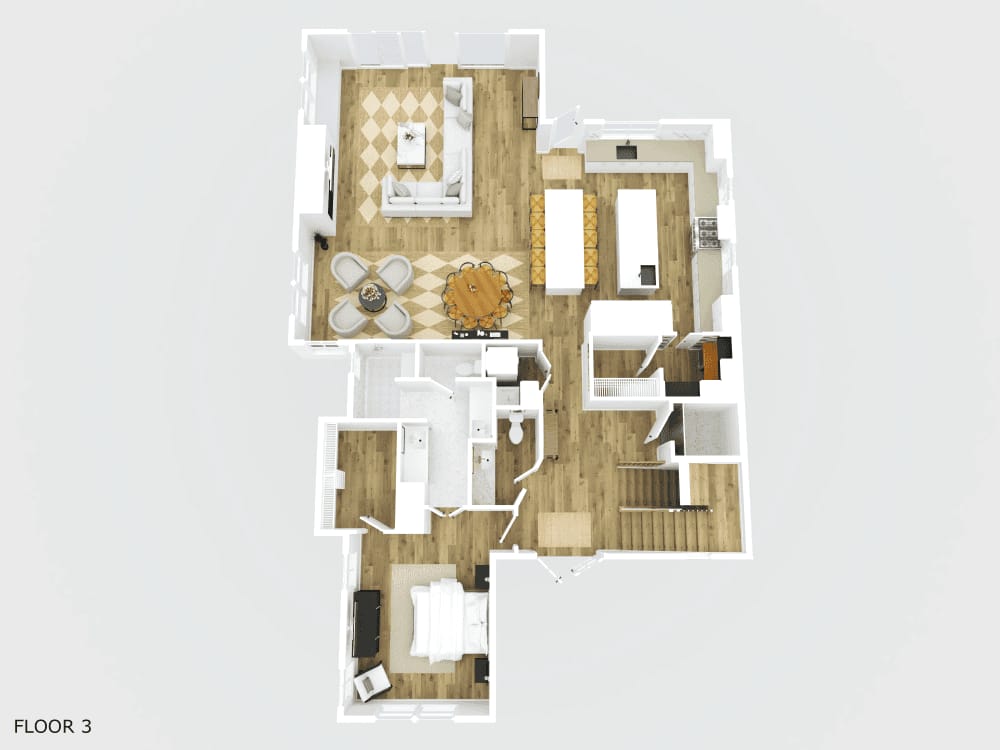 3D home floor plan layout.