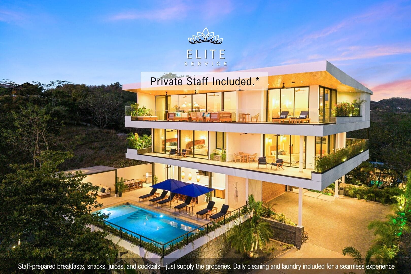 Modern luxury villa with pool.