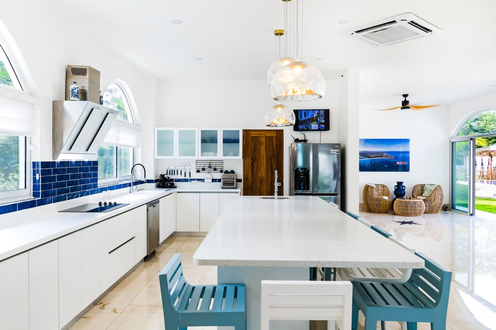 Bright modern kitchen with island.
