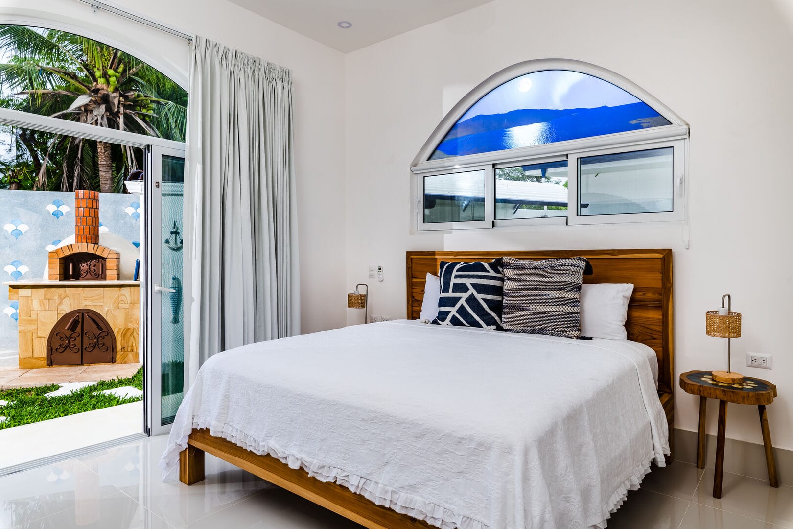 Bright bedroom with patio view.