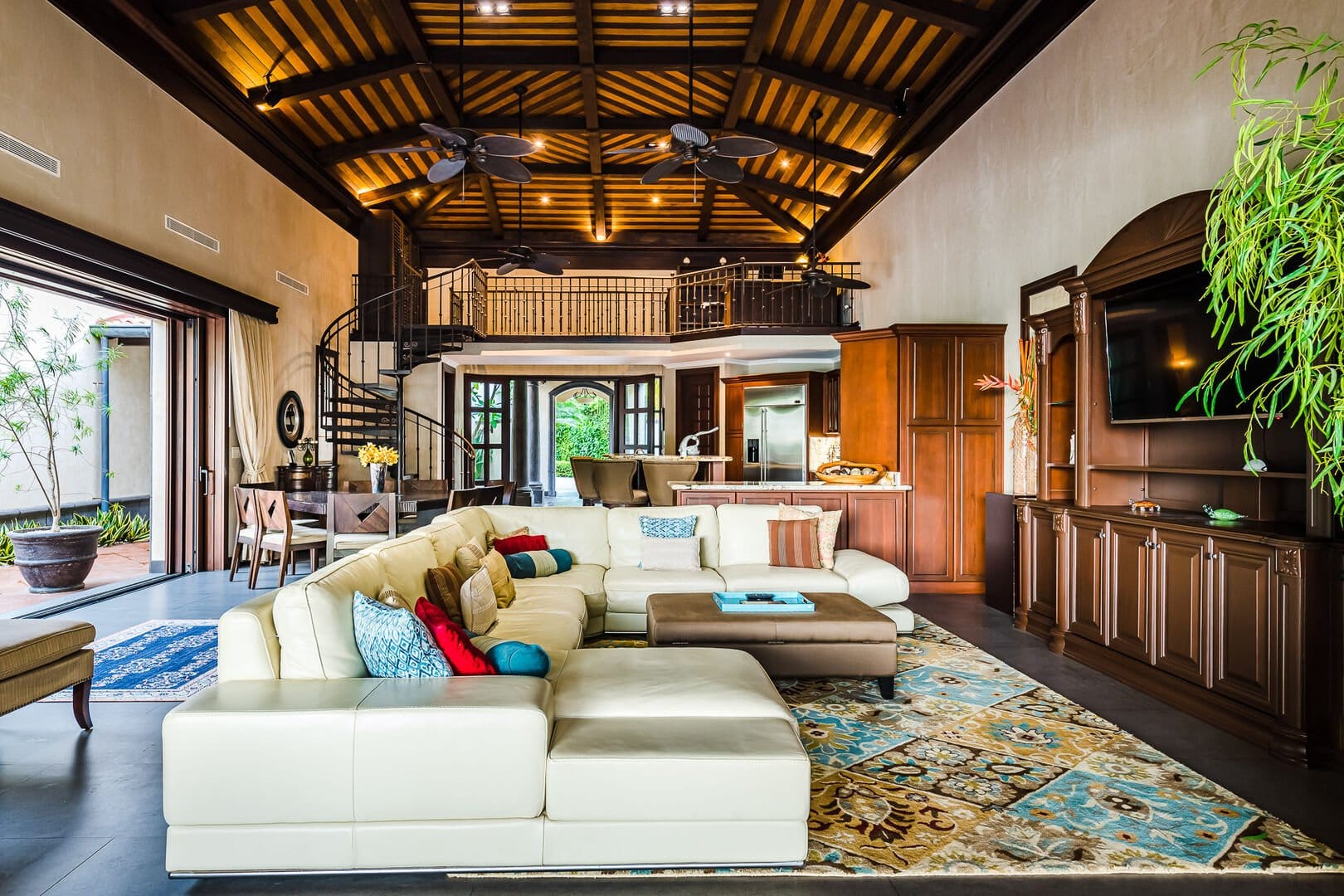 Spacious living room with modern decor.