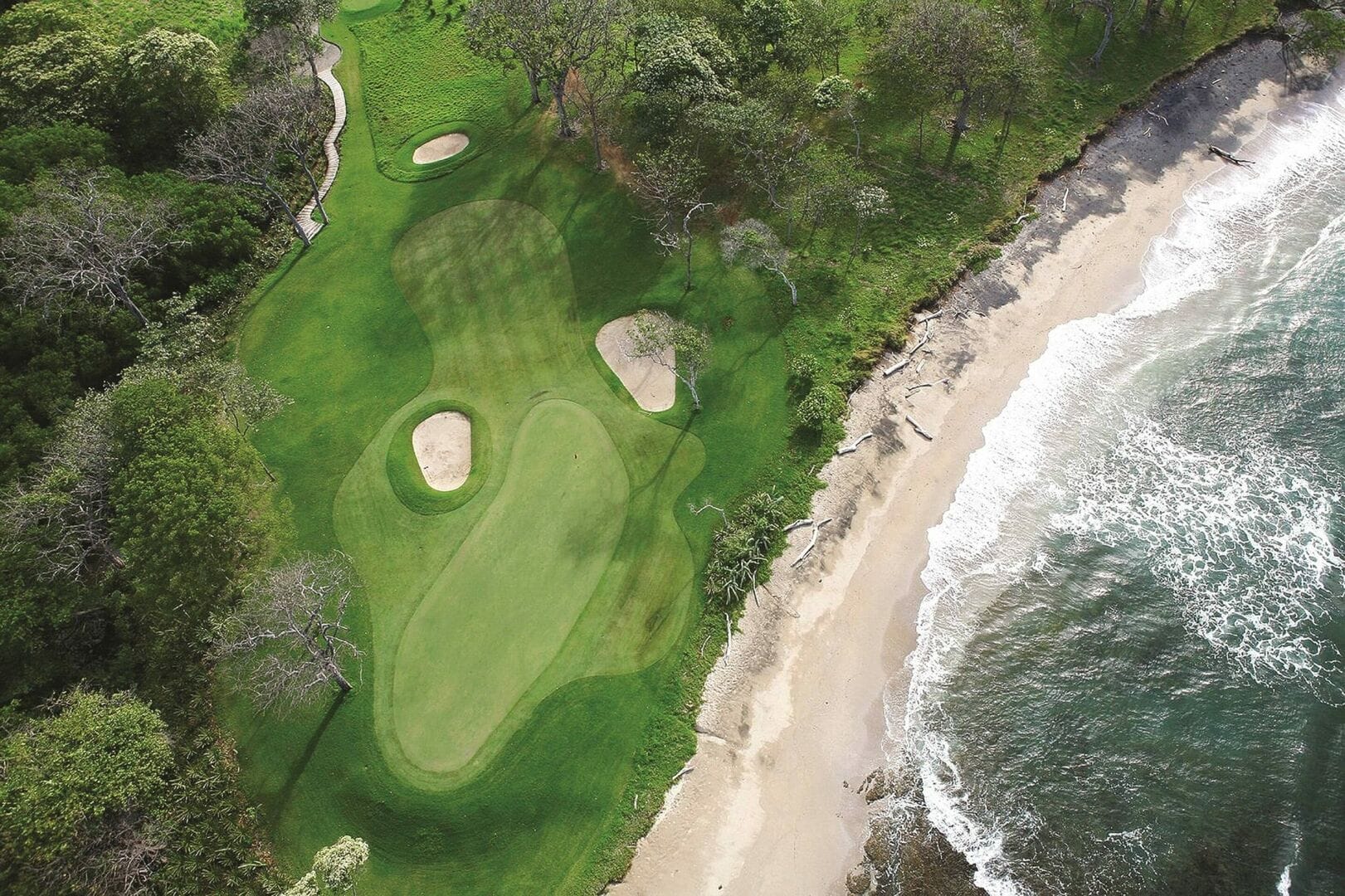 Golf course by the ocean.