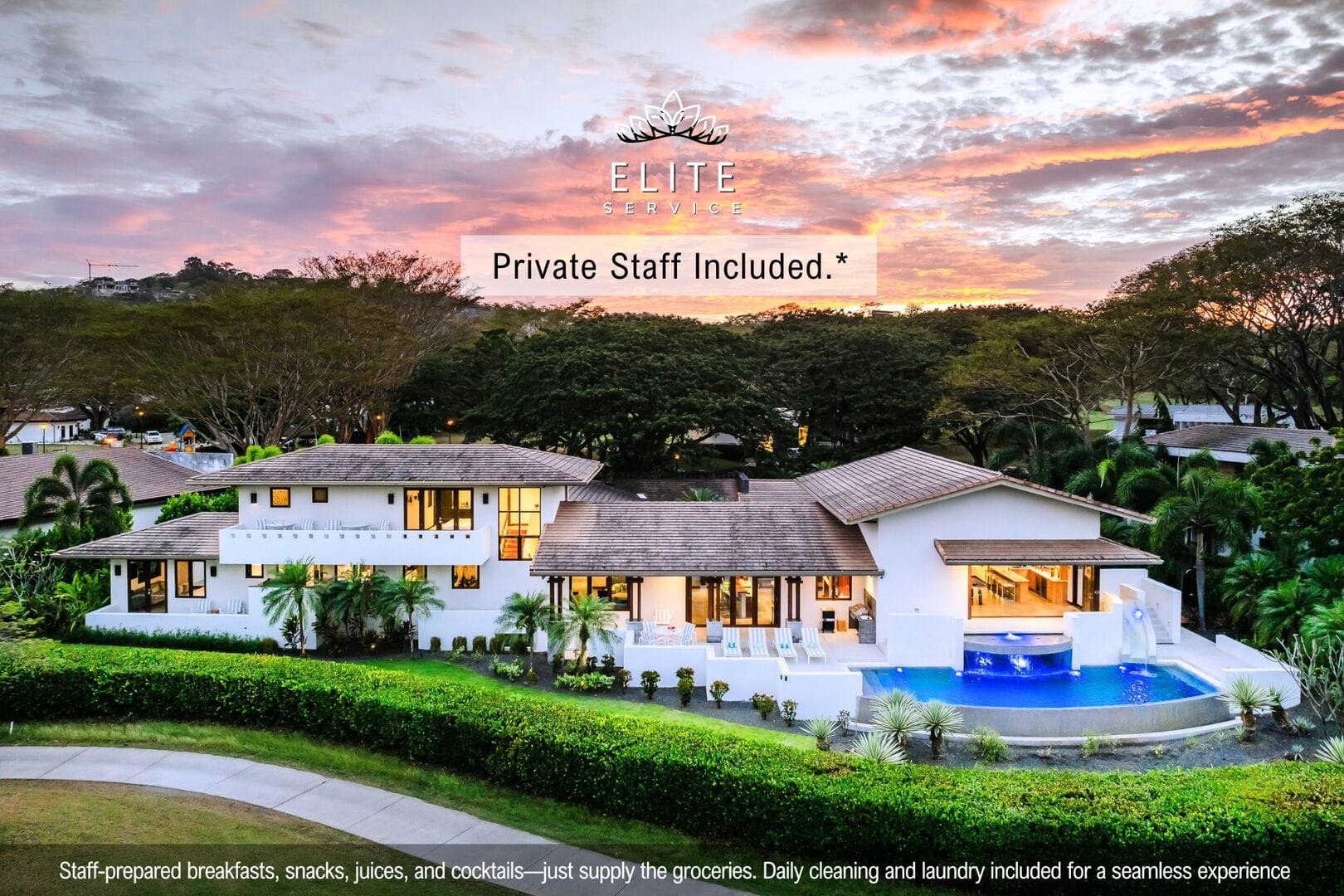 Luxury villa with private staff service.