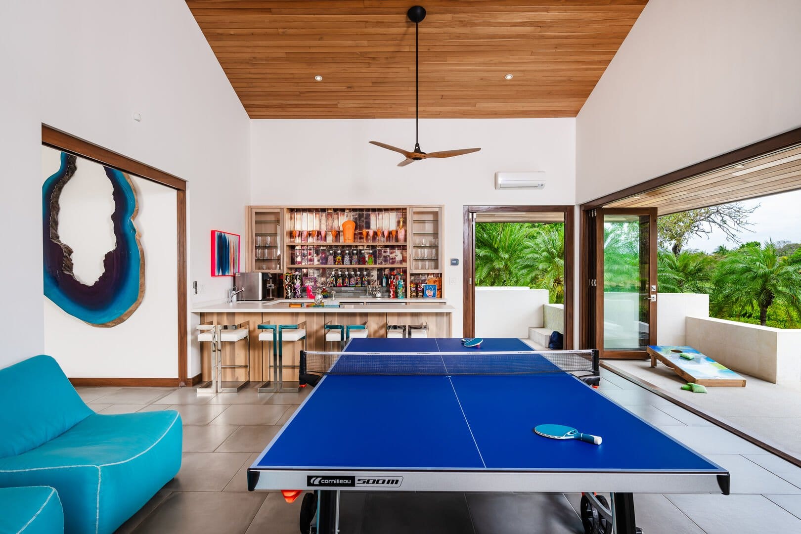 Game room with table tennis.