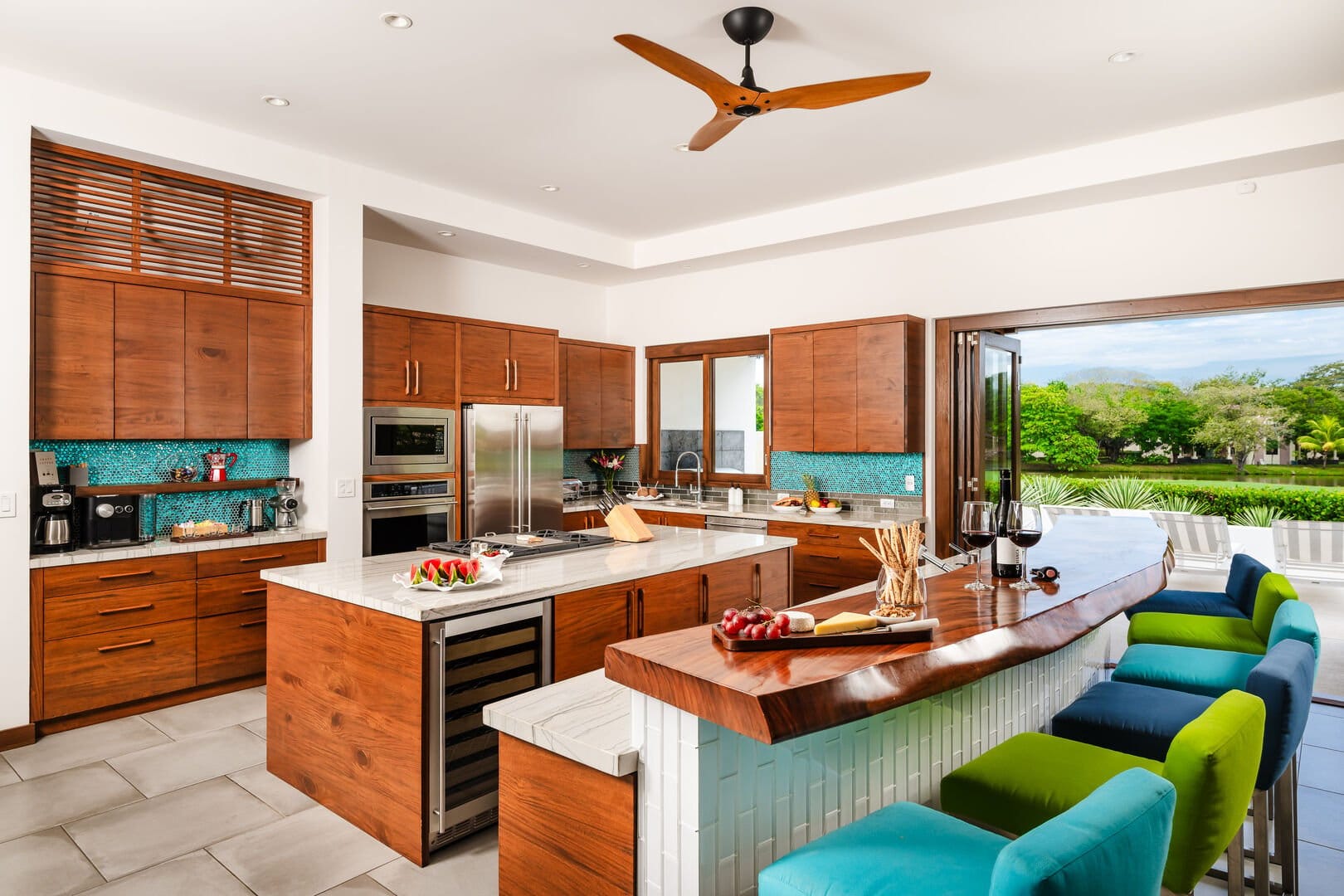 Modern kitchen with wooden cabinets.